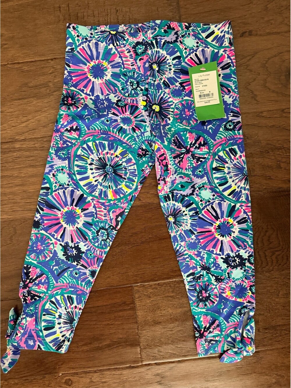KIDS Lilly Pulitzer Luxletic Weekender Crop Leggings Floral Size Medium (0007)